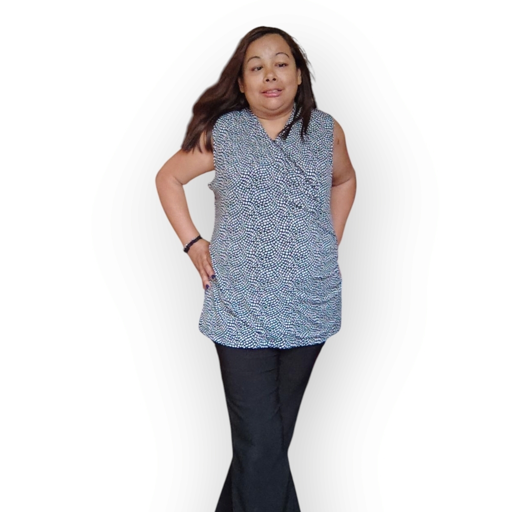 Elegant Black and White Sleeveless Blouse